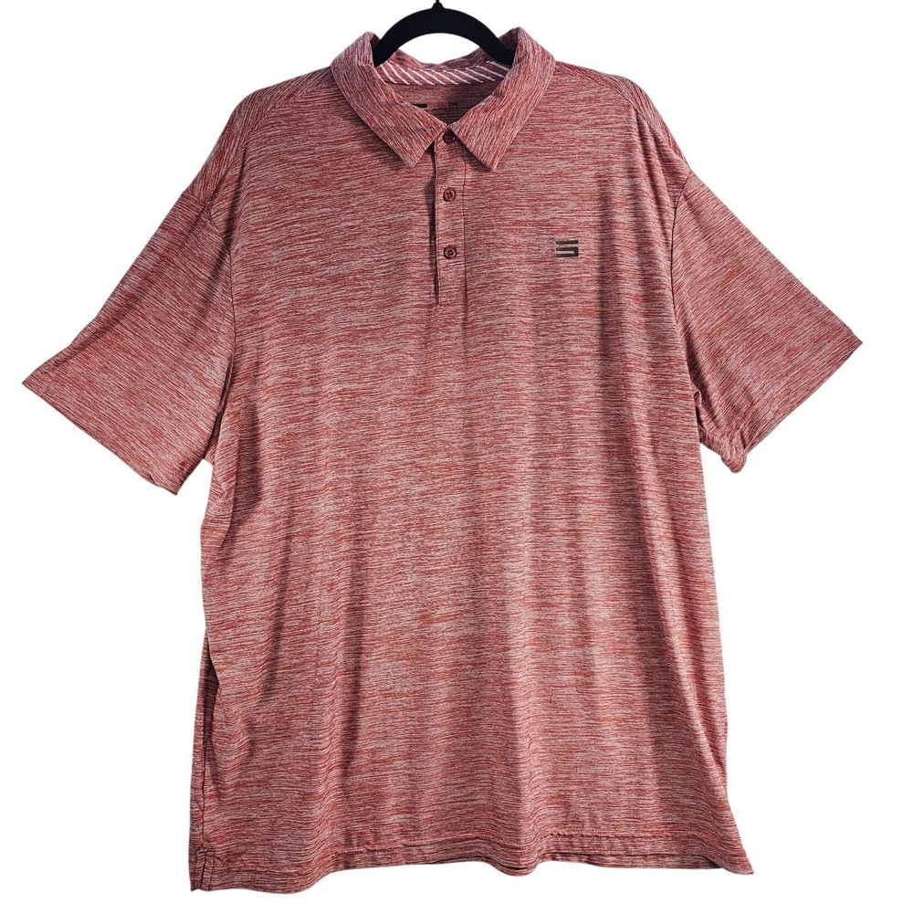 Three‎ Sixty Six Mens Heathered Red Polo Shirt Short Sleeve Casual Golf Size 2XL